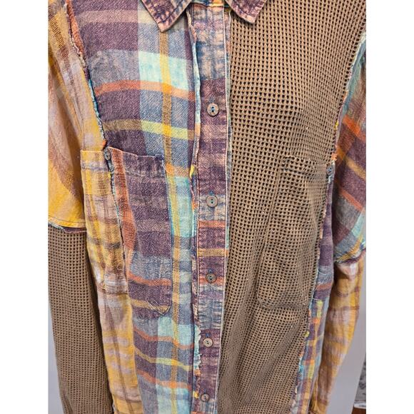 NEW Oli and Hali Distressed Multi Media Washed Shirt XL Linen Blend Urbancore - Picture 10 of 14